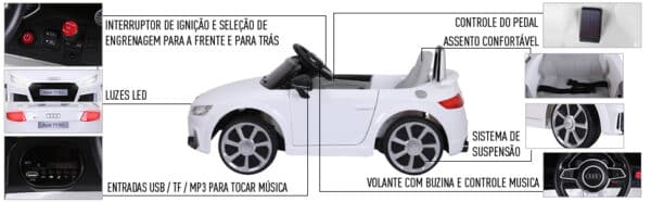 Carro elétrico Audi TT RS Branco