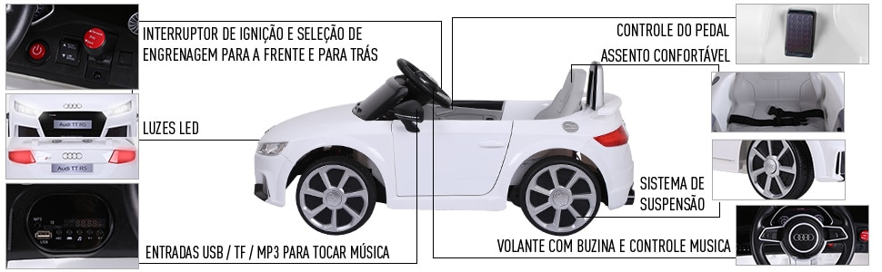 Carro elétrico Audi TT RS Branco